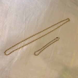 Gold Rope-Like Necklace and Bracelet